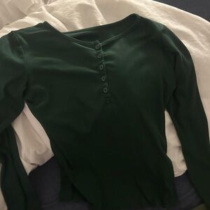 Elegant Green Button-Up Women's Top